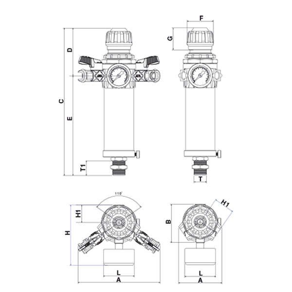 31/I - Regolatore di pressione con FILTRO E MANOMETRO - 2 OPZIONI di USCITA - Per compressori - Ani 31/I - Regolatore di pressione con FILTRO E MANOMETRO - 2 OPZIONI di USCITA - Per compressori - Ani